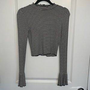 Long sleeve knit crop top with bell sleeves